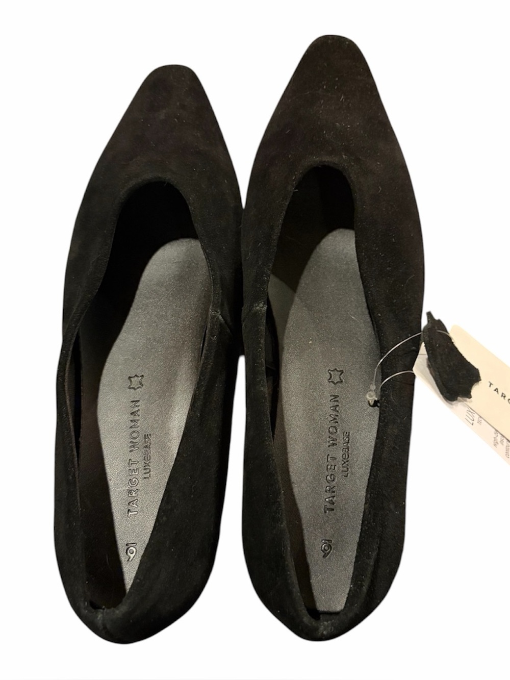 Target Woman ‘Luxe Base’ Black Suede Leather Pointed-Toe Flats Size 6 NWT